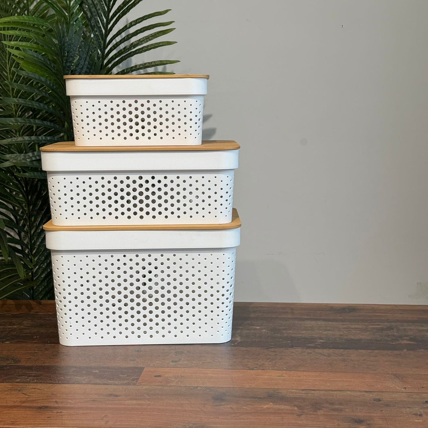 Modern Multi-Purpose Storage Basket With Wooden Lid