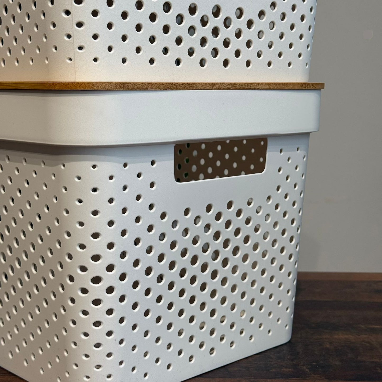 Modern Multi-Purpose Storage Basket With Wooden Lid