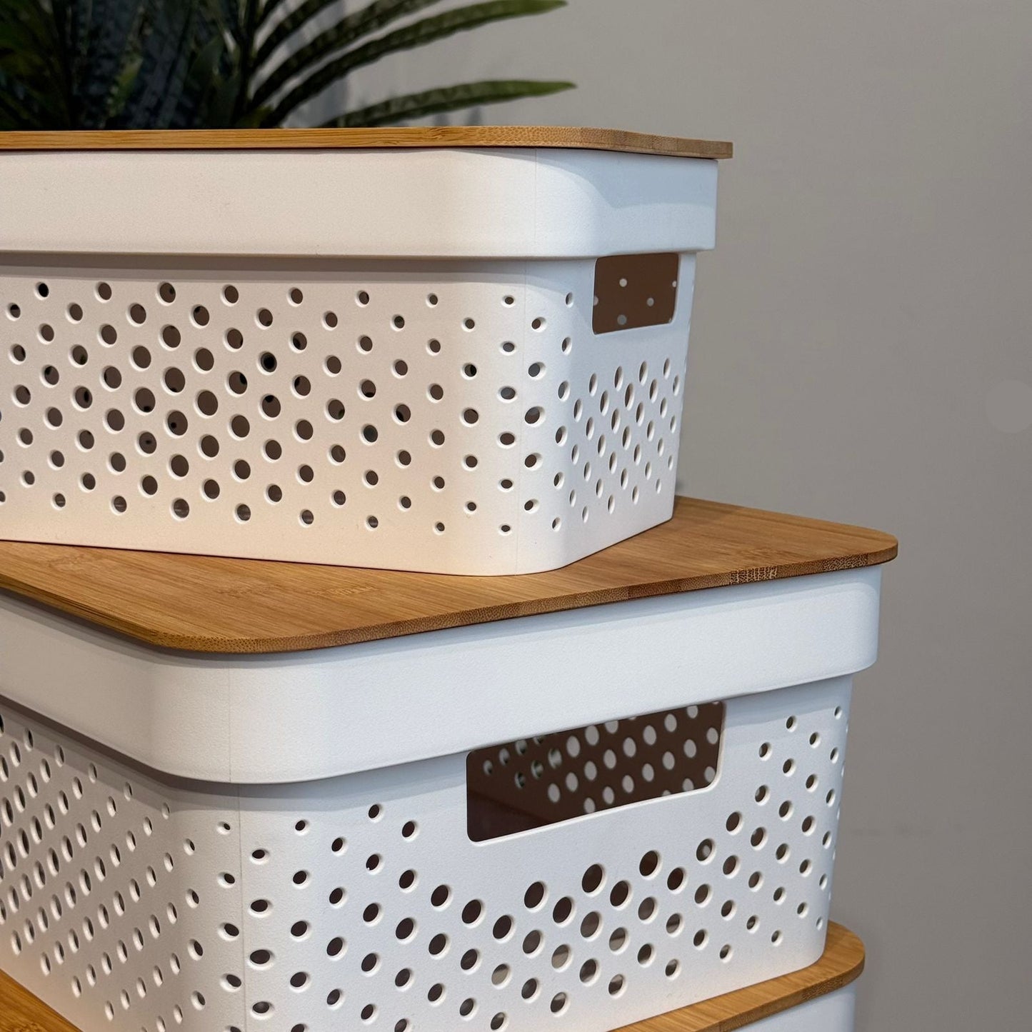 Modern Multi-Purpose Storage Basket With Wooden Lid