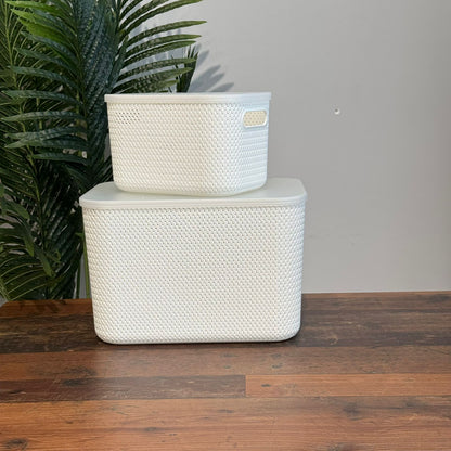 Dual-Size Durable Multi-Purpose Storage Baskets With Cover