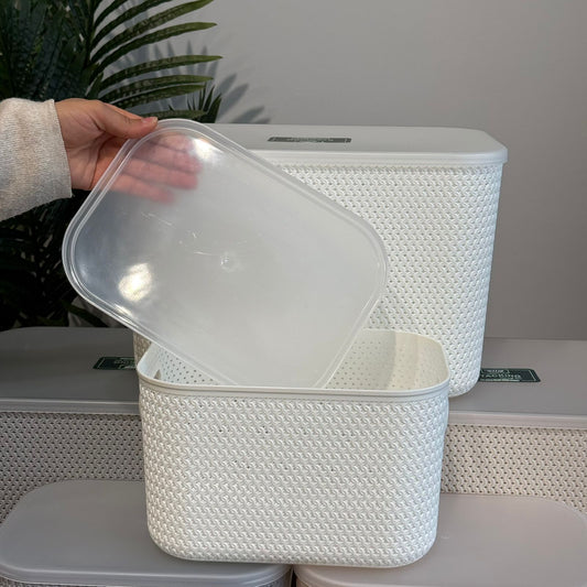 Dual-Size Durable Multi-Purpose Storage Baskets With Cover