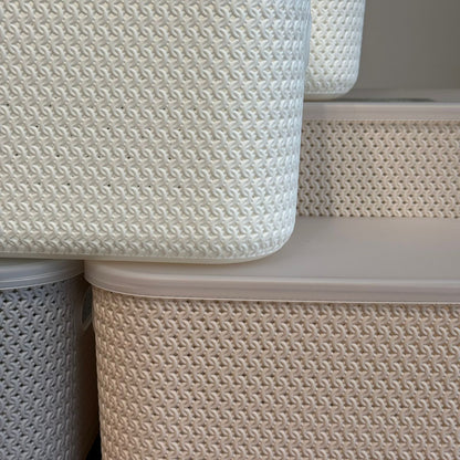 Dual-Size Durable Multi-Purpose Storage Baskets With Cover