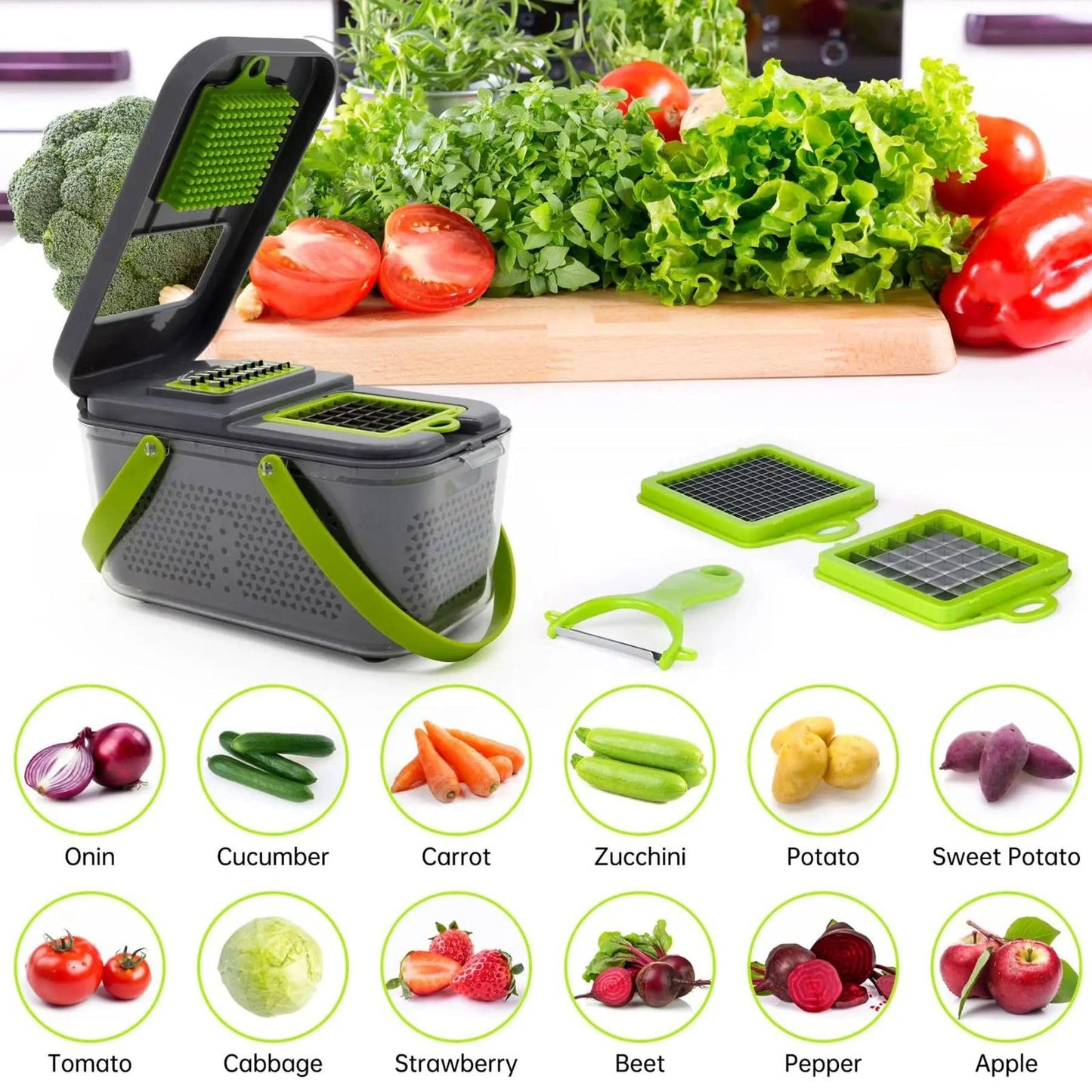 Multi-Function Vegetable Grater & Slicer Set – 22 PCS