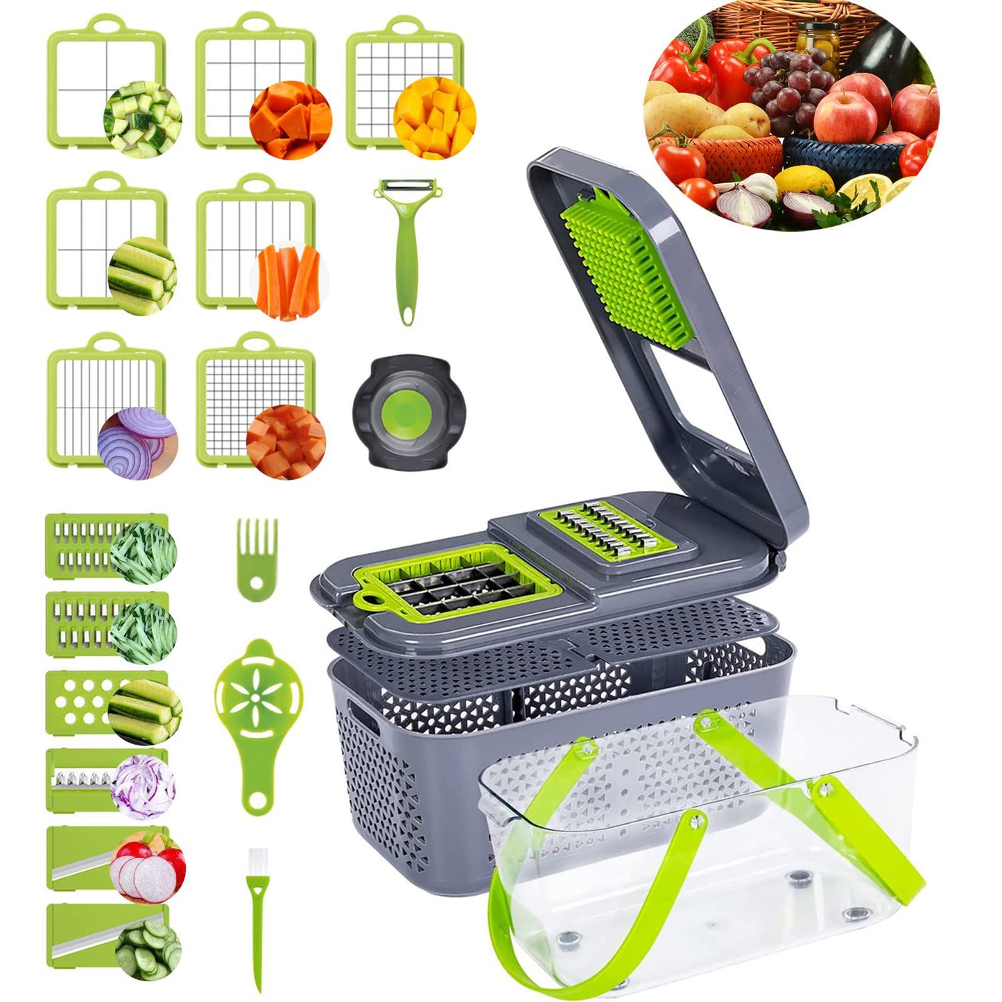 Multi-Function Vegetable Grater & Slicer Set – 22 PCS