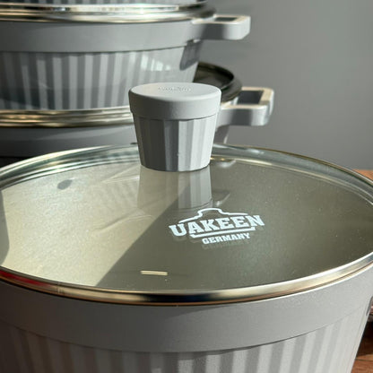 5-Piece High-Quality Cookware Set with Glass Lids & Heat Diffuser Base