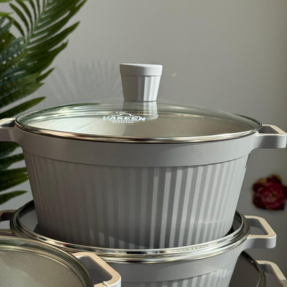5-Piece High-Quality Cookware Set with Glass Lids & Heat Diffuser Base