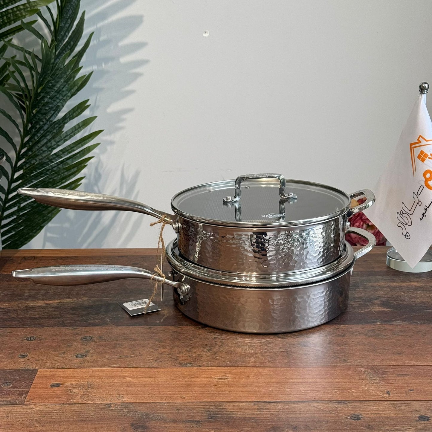 Luxury Hammered Stainless Steel Cookware Set with Frying Pan
