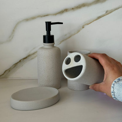 Luxury Stoneware Bathroom Accessories Set – 4PCS