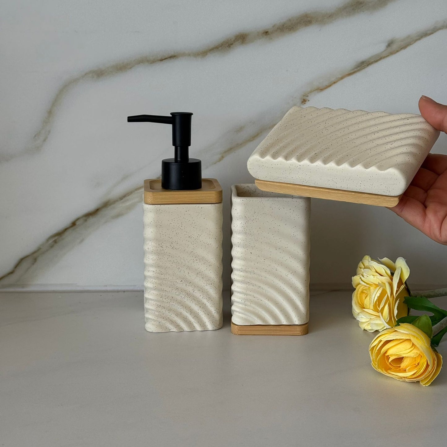 Decorative Ceramic Bathroom Accessories Set – 3PCS