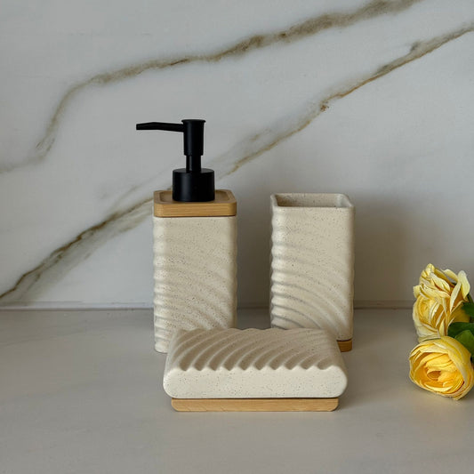 Decorative Ceramic Bathroom Accessories Set – 3PCS