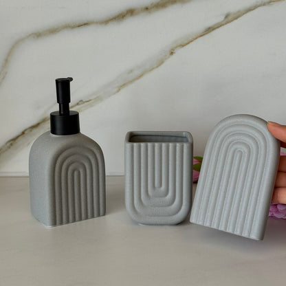 Decorative Stoneware Bathroom Accessories Set – 3PCS