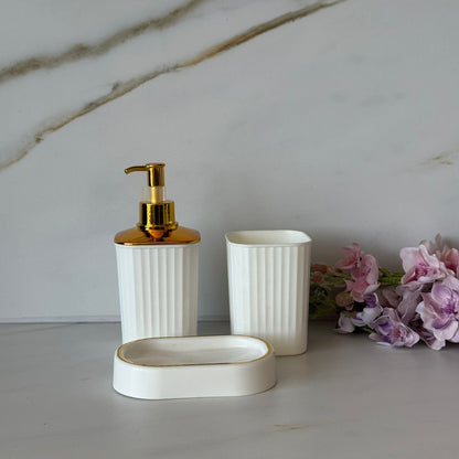 Decorative Stoneware Bathroom Accessories Set – 3PCS