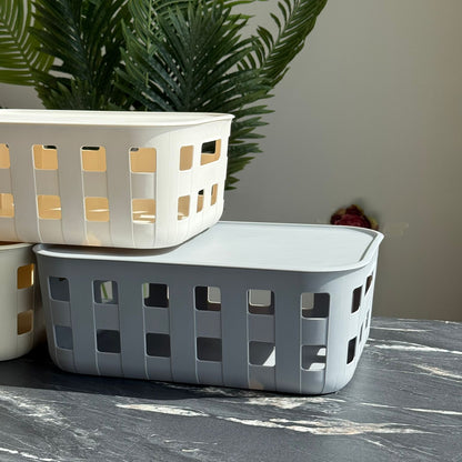 Ventilated Design Plastic Storage Baskets with Lid