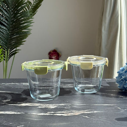 Modern Airtight Glass Food Storage Container with Dual Date Lid (Round)