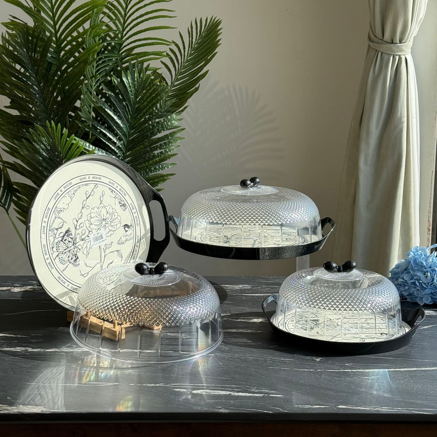 Modern Round Serving Container with Transparent Lid - 3 Sizes