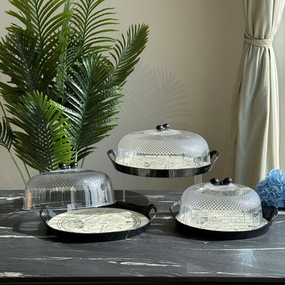 Modern Round Serving Container with Transparent Lid - 3 Sizes