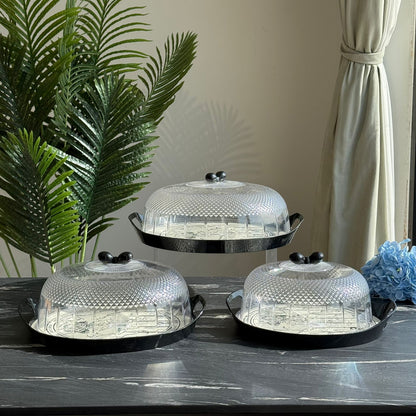 Modern Round Serving Container with Transparent Lid - 3 Sizes