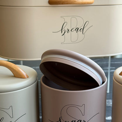 Modern Bread Bin with 3-Piece Storage Canister Set