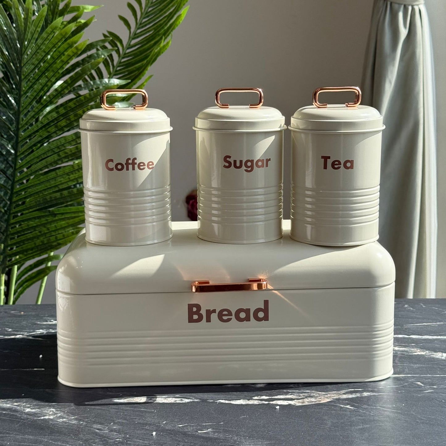 Luxury Bread Bin with 3-Piece Storage Canister Set