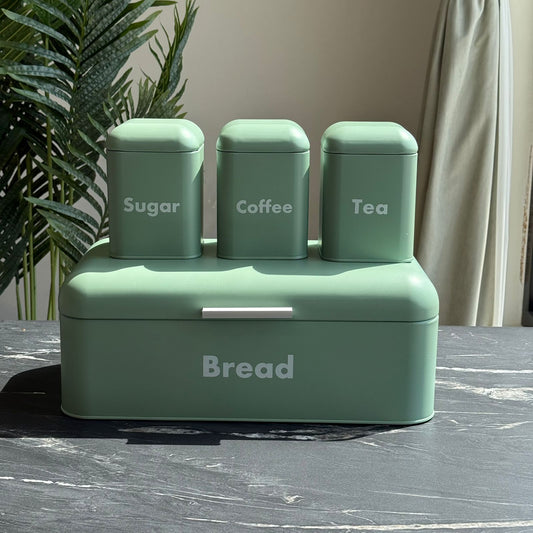 Modern Bread Bin with Storage Canister Set