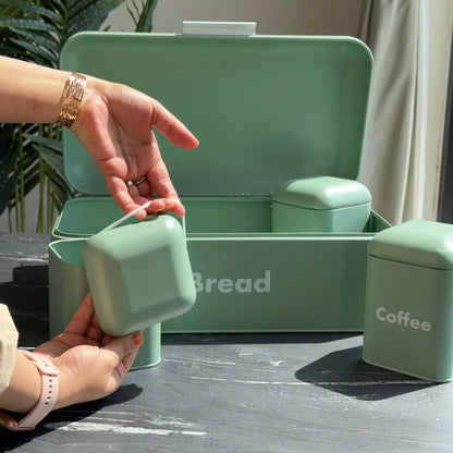 Modern Bread Bin with Storage Canister Set