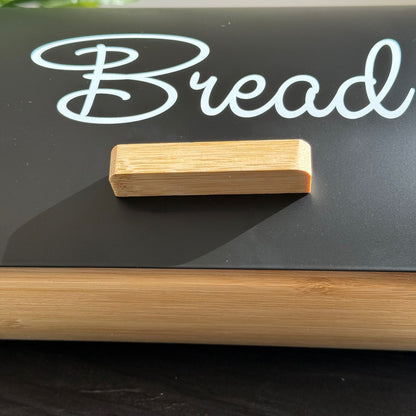 Modern Bread Bin with Storage Canister Set & Wooden Lid