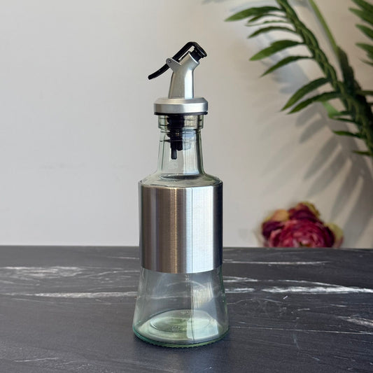 Glass Oil & Vinegar Dispenser with Metal Pour Spout