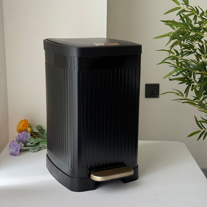 Modern Black Metal Pedal & Press Waste Bin