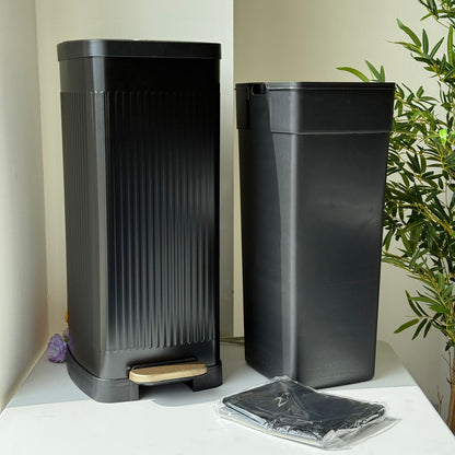 Modern Black Metal Pedal & Press Waste Bin