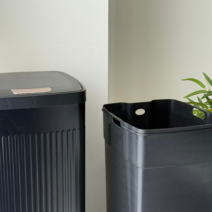 Modern Black Metal Pedal & Press Waste Bin