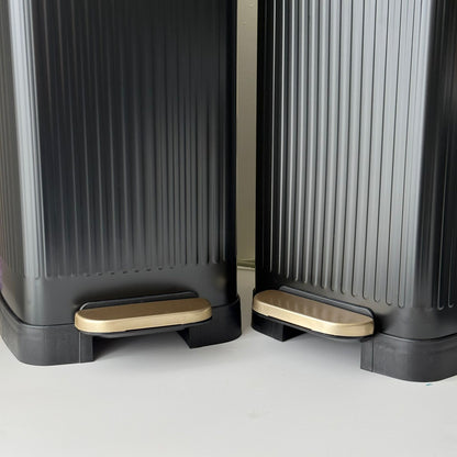 Modern Black Metal Pedal & Press Waste Bin