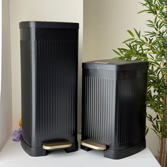 Modern Black Metal Pedal & Press Waste Bin