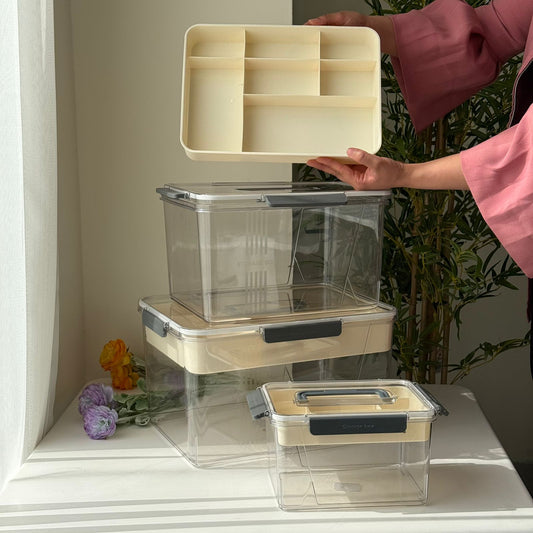 Multi-Purpose Airtight Storage Container with Organizer Tray & Locking Lid – 3 Sizes