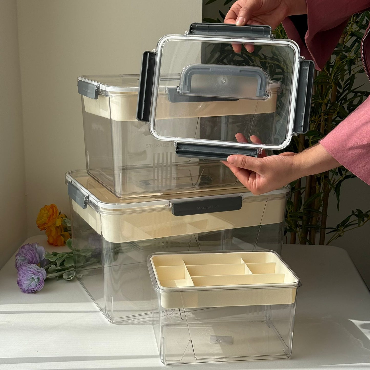 Multi-Purpose Airtight Storage Container with Organizer Tray & Locking Lid – 3 Sizes