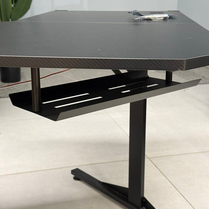 Modern Corner Workstation Desk with Space-Saving Design and Side Lids