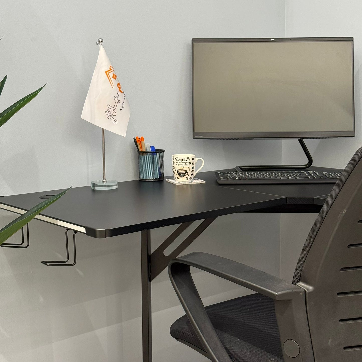 Modern Corner Workstation Desk with Space-Saving Design and Side Lids