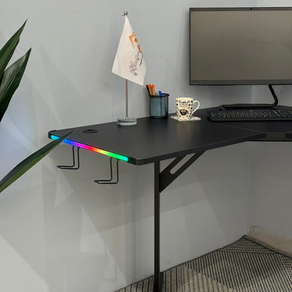 Modern Corner Workstation Desk with Space-Saving Design and Side Lids