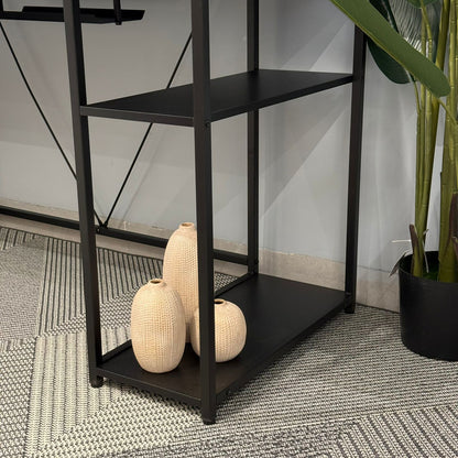 Modern Workspace Desk with Side Storage Shelves & Cabinets