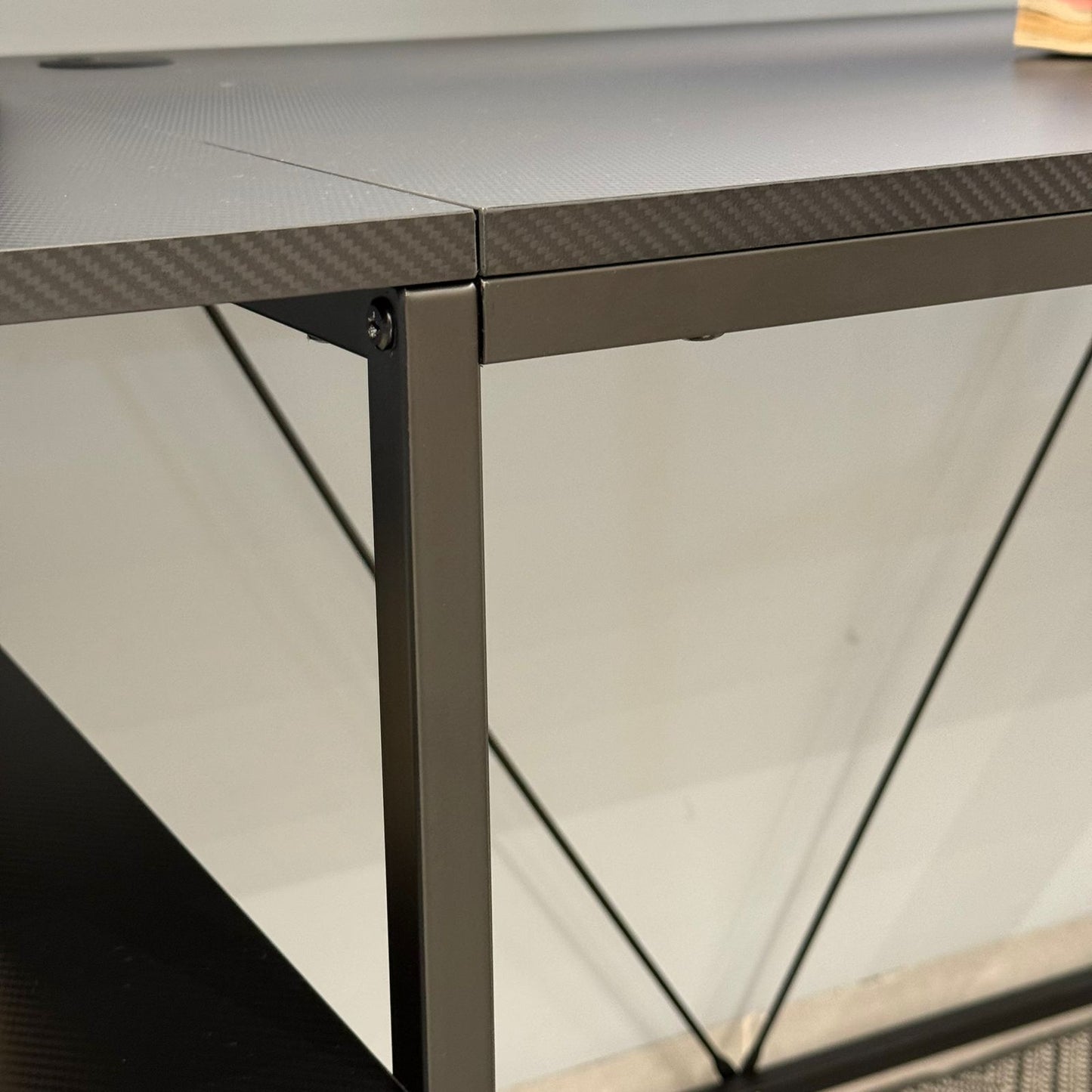 Modern Workspace Desk with Side Storage Shelves & Cabinets