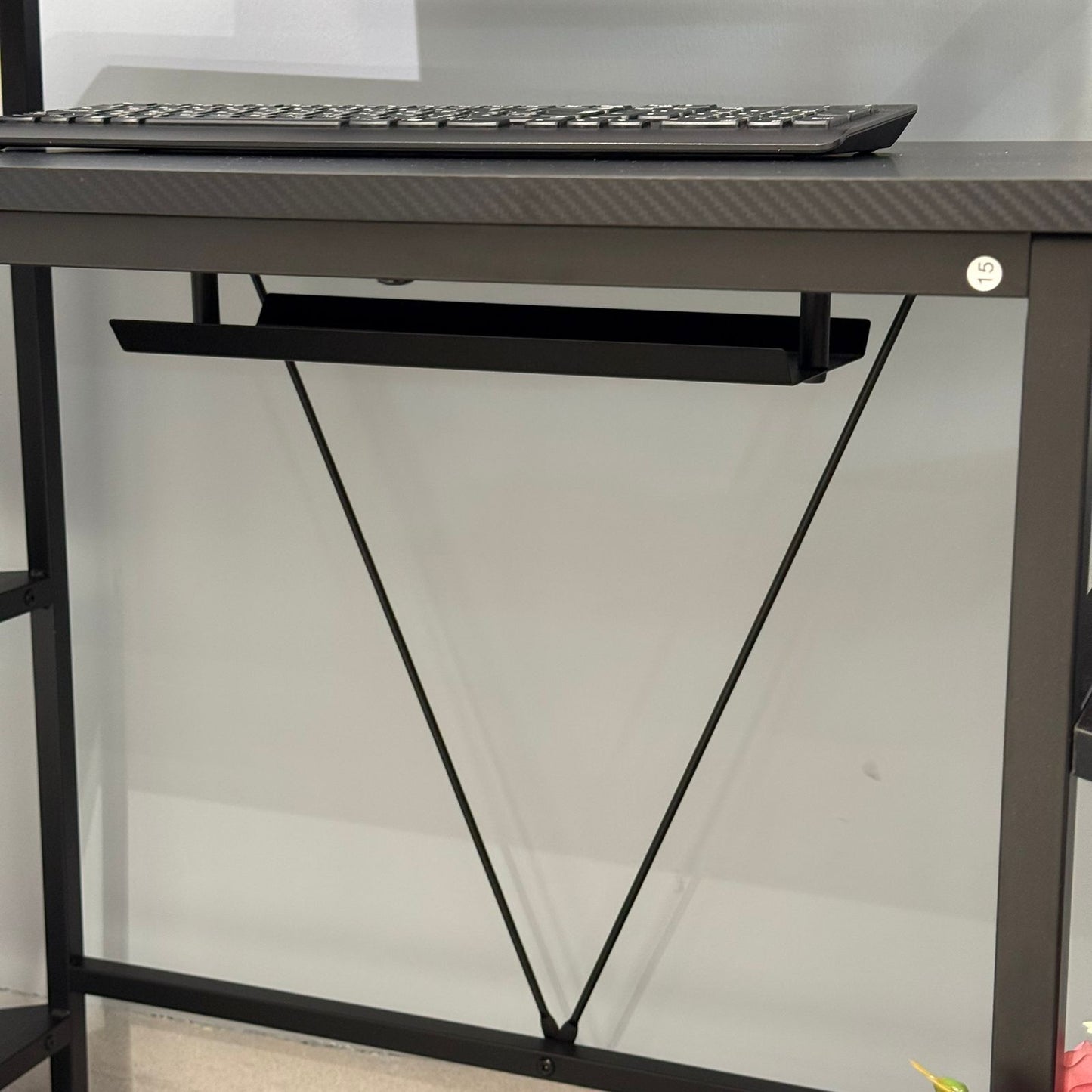 Modern Computer Desk with Side Storage Shelves and Elevated Monitor Stand