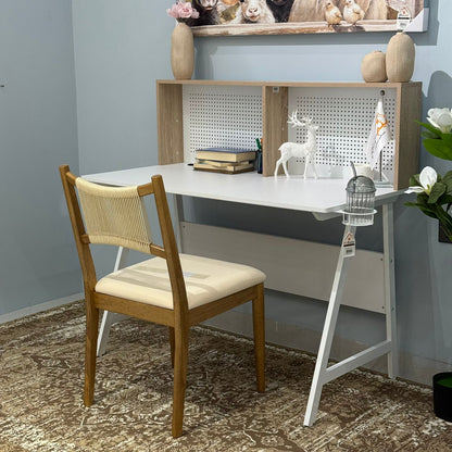 Elegant Study Desk with Decorative Panel