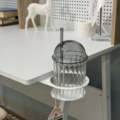 Elegant Study Desk with Decorative Panel