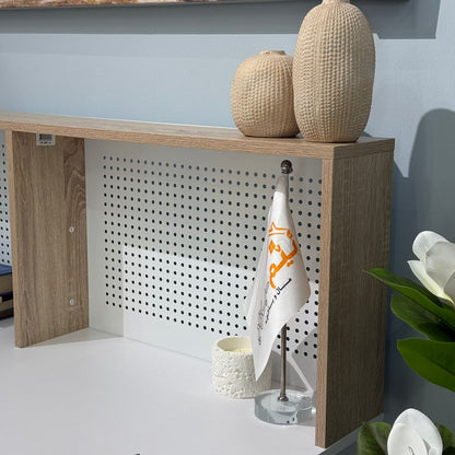 Elegant Study Desk with Decorative Panel