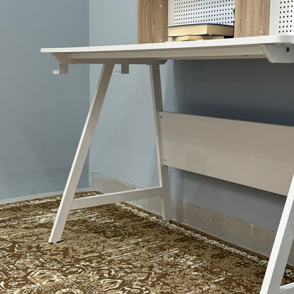 Elegant Study Desk with Decorative Panel