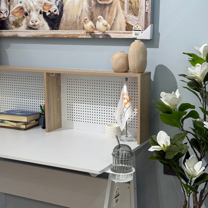 Elegant Study Desk with Decorative Panel