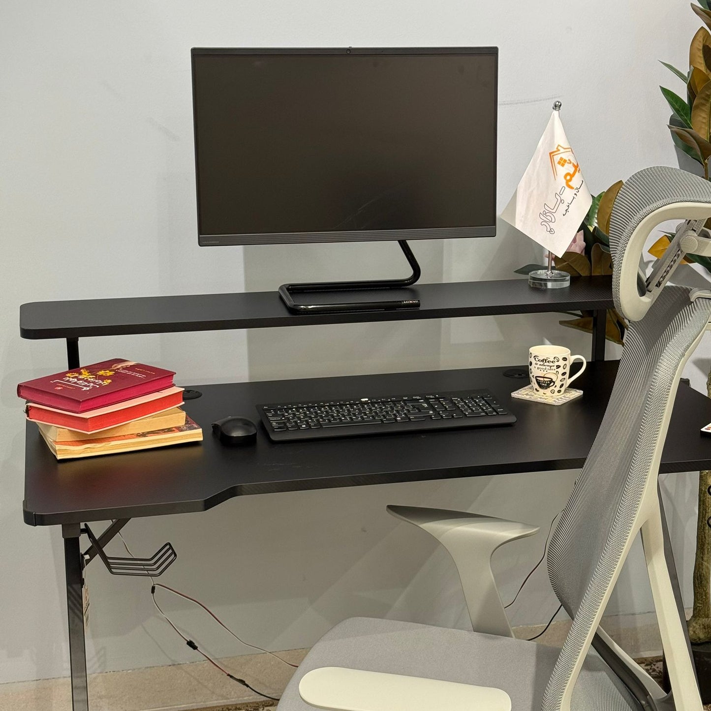 Modern Minimalist Computer Desk with Monitor Stand