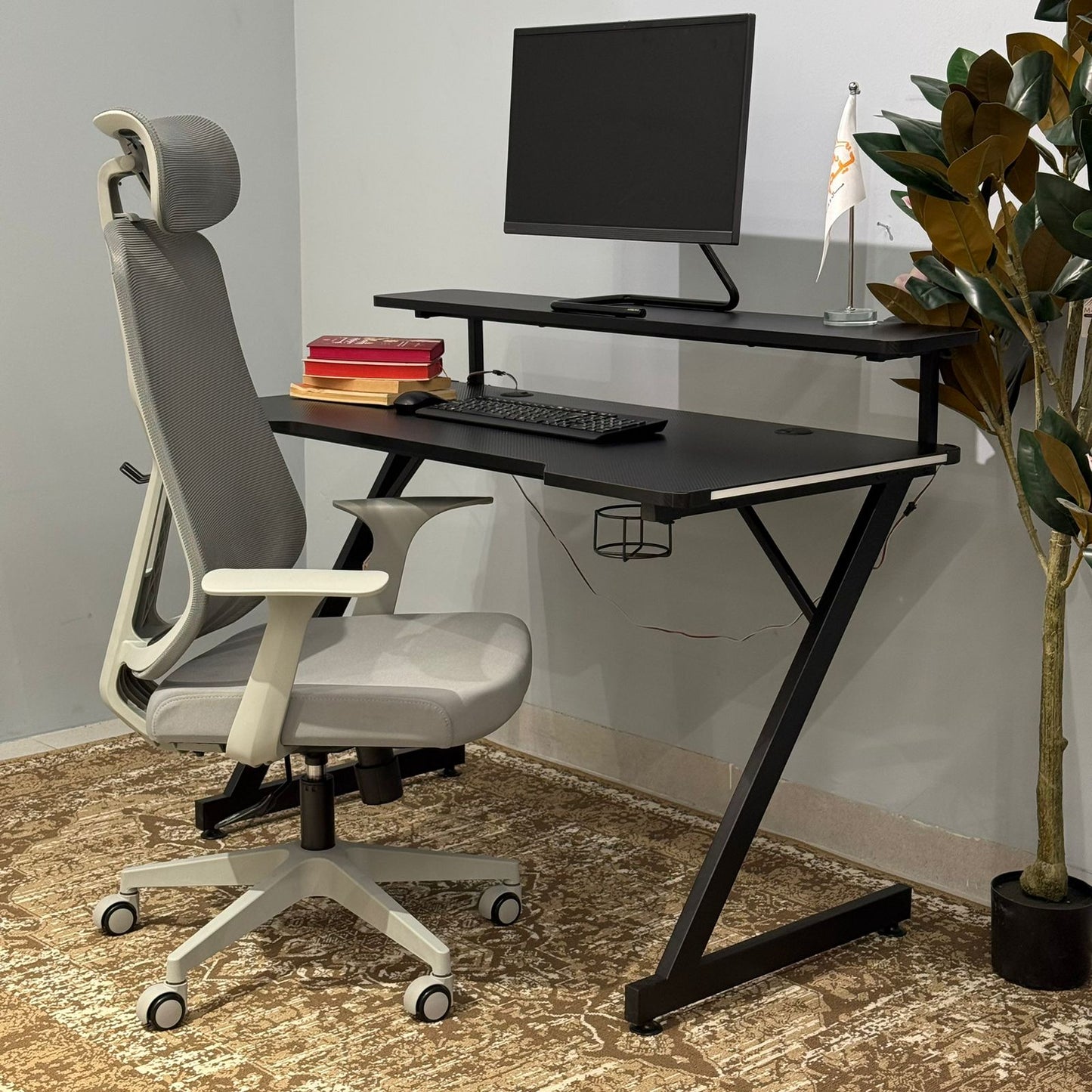 Modern Minimalist Computer Desk with Monitor Stand