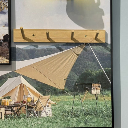 Modern Camping Theme Wall Art with LED Lantern and Hooks