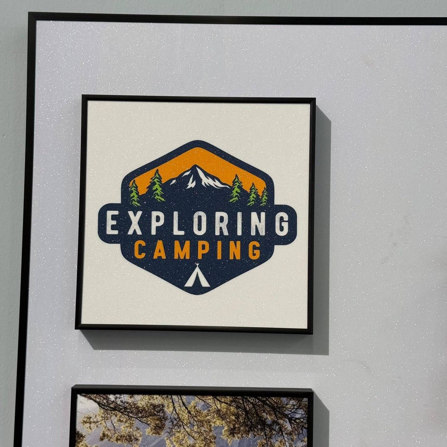 Modern Camping Theme Wall Art with LED Lantern and Hooks