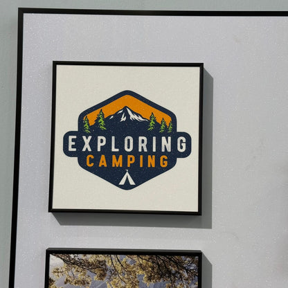 Modern Camping Theme Wall Art with LED Lantern and Hooks